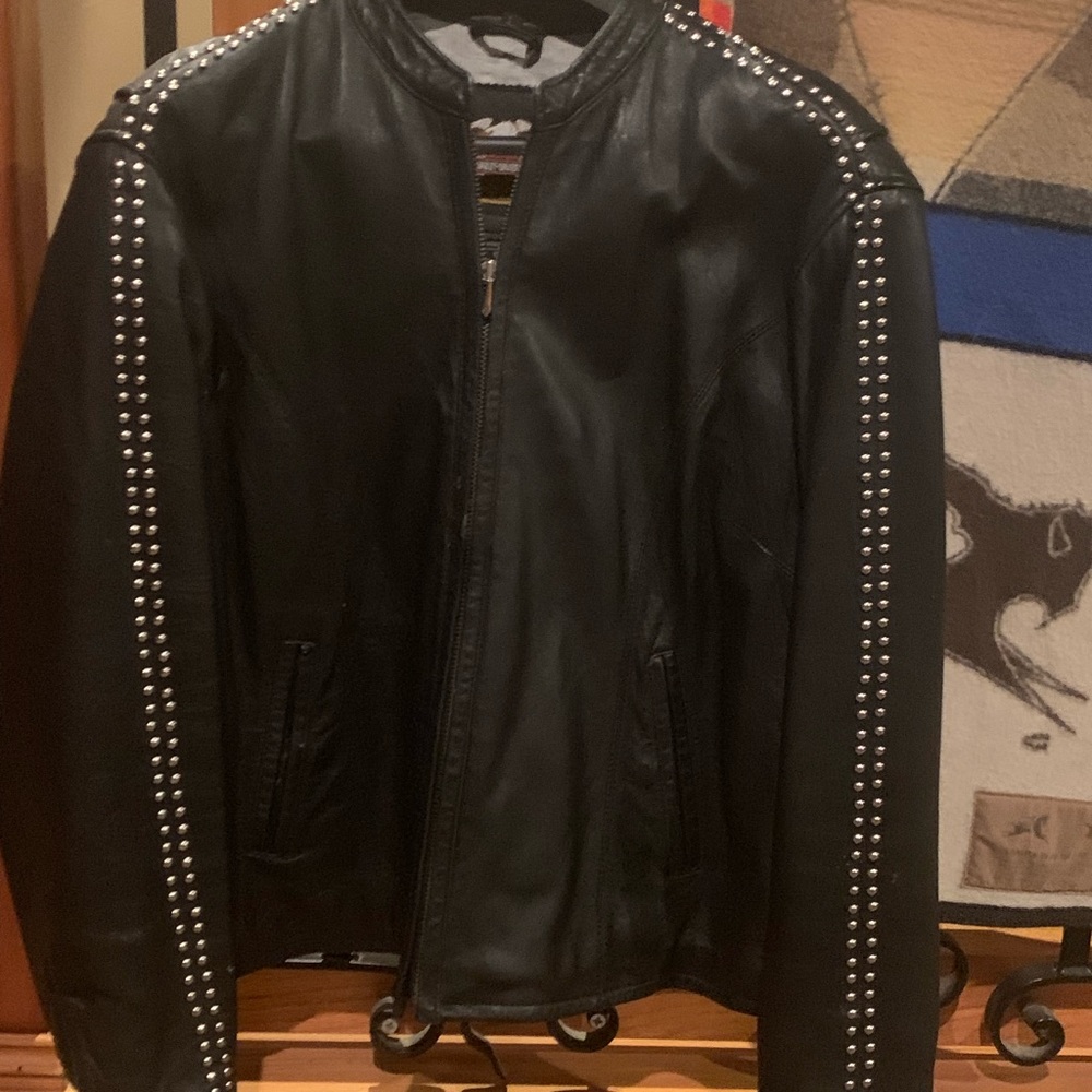 Harley-Davidson Black Leather Studded Utility Jacket
